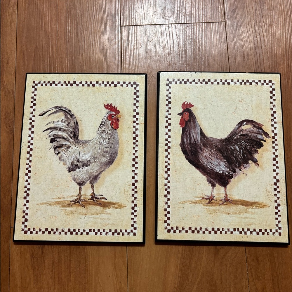 Rustic Rooster Wall Art Set